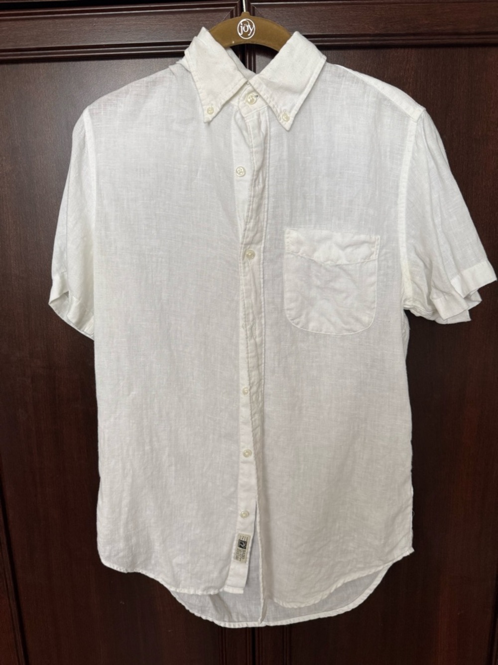 Men’s J.Crew Irish Linen Short Sleeve Button Down Shirt White XS Classic Fit